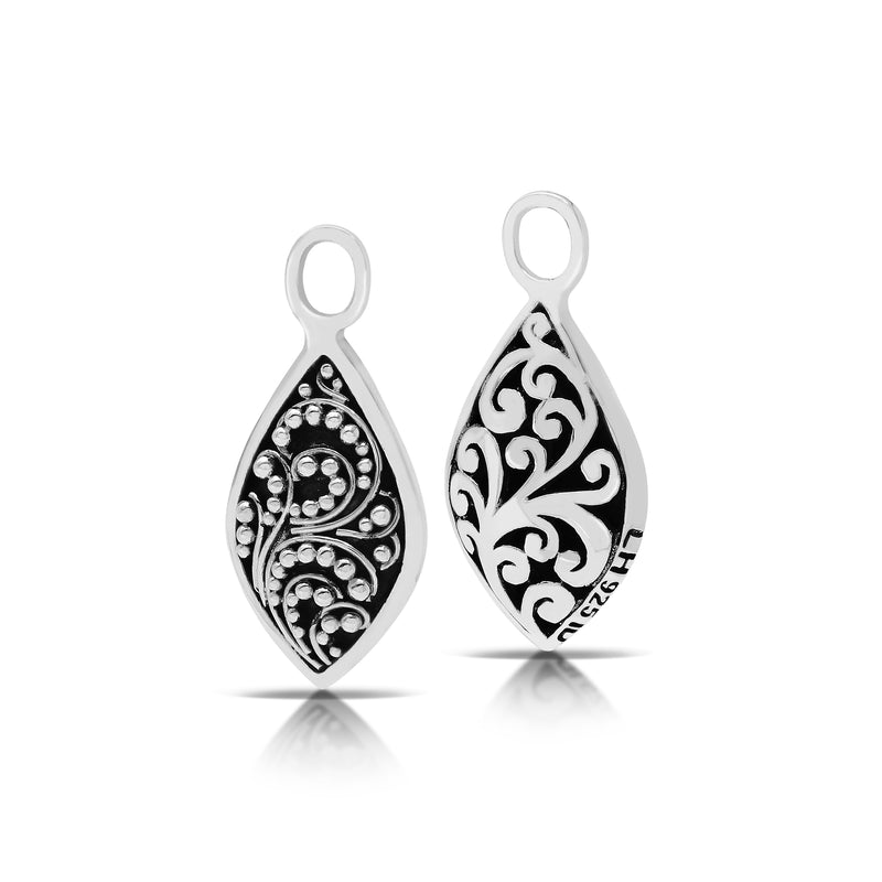 LH Carved Scroll & Granulated Marquise Drop (10*20mm) Earring Charms
