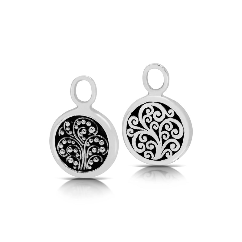 LH Carved Scroll & Granulated Round Drop Reversible (11mm) Earring Charms