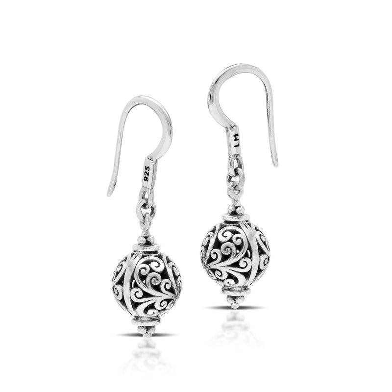 LH Scroll Round Bauble Earrings