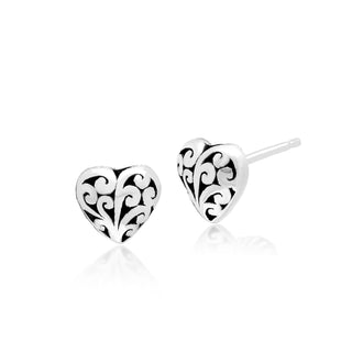 LH Signature Scroll Heart Stud Earrings