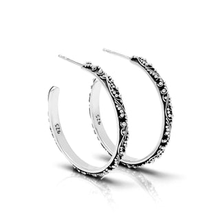LH Granulated Medium (30mm) Hoop Earrings