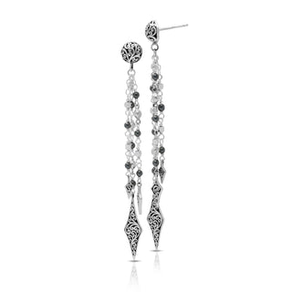 Hematite with Diamond Shape Dangle Waterfall Earrings