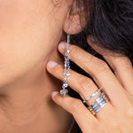Dark Blue Pyrite Heart 3 Strand Earrings