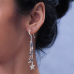 Dark Blue Pyrite Star & Moon Earrings