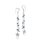 Dark Blue Pyrite Star & Moon Earrings