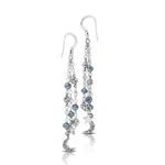 Light Blue Pyrite Triple Stand Moon & Star Earrings