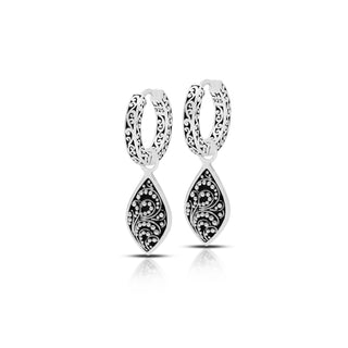 LH Scroll “Huggie” Earring with Marquise Earring Charm (sold as set)