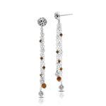 Tiger-Eye Petite & LH Scroll Beads Wire-Wrapped Drop Post Earrings