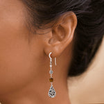 Tiger-Eye & LH Scroll Beads with Bulb Charm Drop Earrings