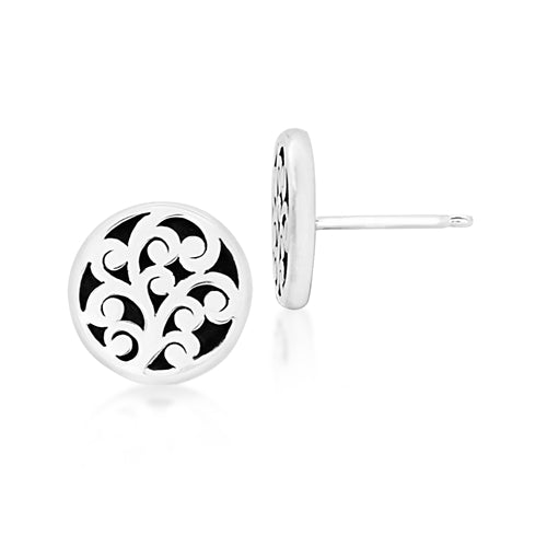 Small Classic Carved Scroll Round Flat Studs - Lois Hill Jewelry