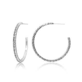 LH 3-Sided Intricate Scroll 35mm Medium Hoop Earrings