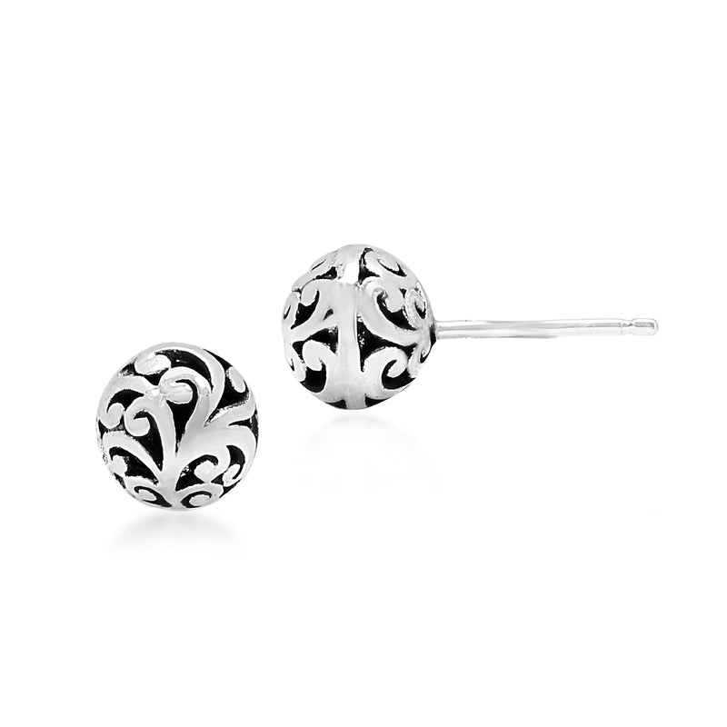 LH Intricate Scroll Bead Stud Earrings