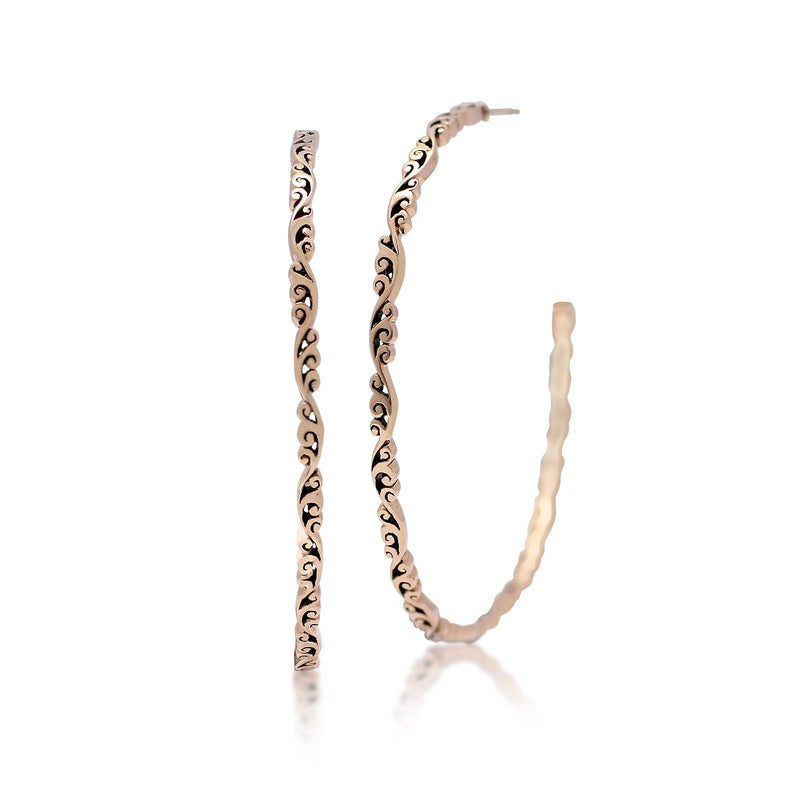 18K Rose Gold Cutout with Lois Hill Signature Scroll Hoops (47mm*2mm)