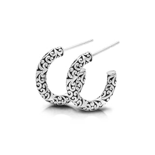 LH Intricate Scroll Full Round Small 18mm Hoop Earrings