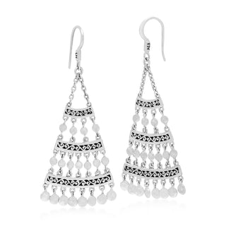 LH Scroll Bar with Hammered Disc Chandelier Fishook Earrings