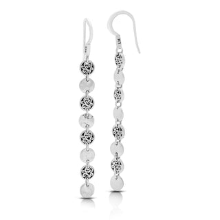 LH Scroll & Hammered Mini Disc Drop Earring