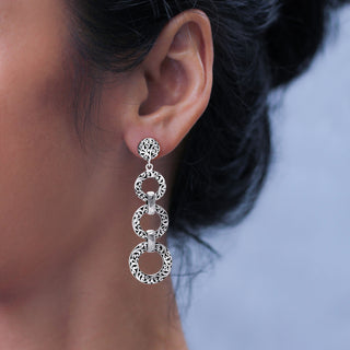 Triple LH Scroll Round Link Drop Earring