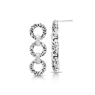 LH Scroll Triple Round Link Drop Earring