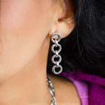 LH Scroll Four Round Link Drop Earring