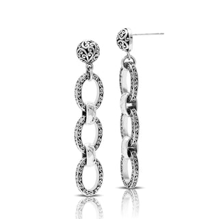 LH Scroll Square Sided Oval Link Stud Earrings