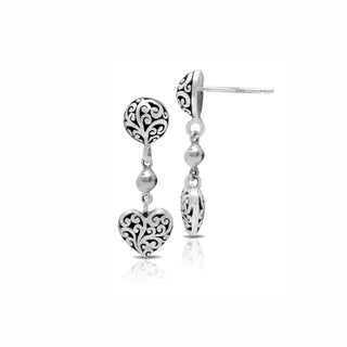 LH Signature Scroll Heart-Shaped Linear Drop Post Earrings