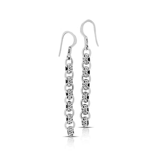 Lois Hill Scroll Cutout Flat Oval Link Station Long Dangle Earrings