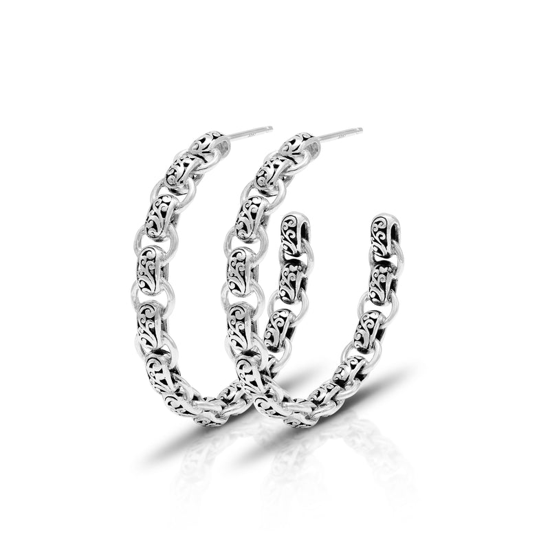 Marquise Link Station with Classic Signature Lois Hill Scroll 22 mm Hoop Earrings