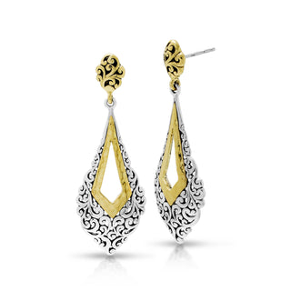 18K Gold Accent Signature Open Scroll Sterling Silver Post Earrings