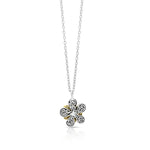 18K Gold Open Signature Scroll Floral & Sterling Silver Necklace (16''-18'' ADJ)
