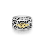 18K Gold Signature Scroll Sterling Silver Band Ring