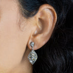 Marquise 18K Gold Earring with Brown Diamond Scroll