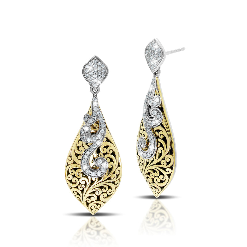 Marquise Earrings with Pave Scroll Diamond (.60 cts)