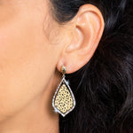 18K Gold Marquise and Diamond (.62 cts) Border Earrings
