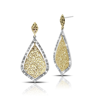 18K Gold Marquise and Diamond (.62 cts) Border Earrings