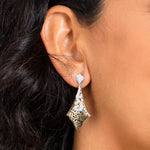LH Cutout Pave LH Scroll Diamond (.40 cts) on Two Tone 18K Gold Earrings