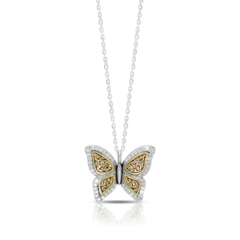 Diamond (.25 cts) and 18K Gold Butterfly Necklace