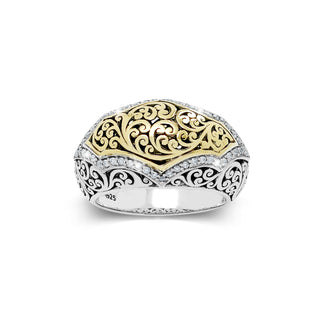 Vertical Alhambra 18K Gold and Diamond (.25 cts) Two Tone Band