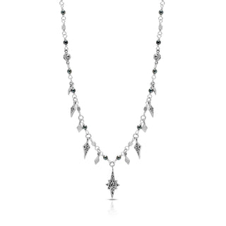 Hematite & LH Scroll Beads  with Marquises And Star Bright Charm Wire - Wrapped  Necklace (17"-20")