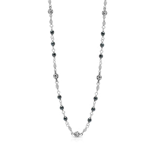 Hematite & LH Scroll Beads Single Strand Wire Wrapped Necklace  (17"-20")
