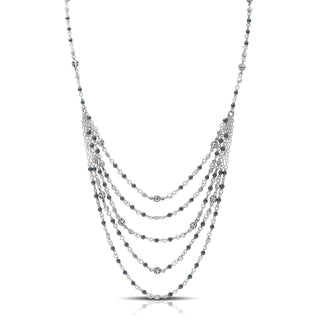 Hematite & LH Scroll Barel Beads In 5-Strands Wire-Wrapped Necklace (17"-20")