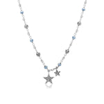 Light Blue Pyrite Double Star Necklace
