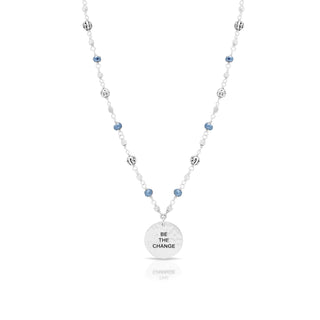 Dark Blue Pyrite "Be The Change" Wire Wrap Necklace
