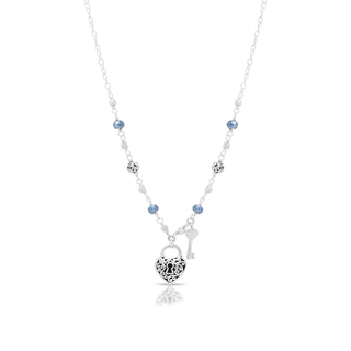 Dark Blue Pyrite Petite Heart Padlock Necklace 18" - 20"