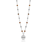 "Grateful" Disc Pendant (15mm) with Tiger-Eye Bead Wire Wrapped Necklace 18"-22"