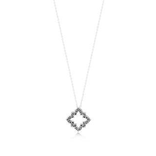 Stylized Diamond-Shaped Open Pendant Necklace