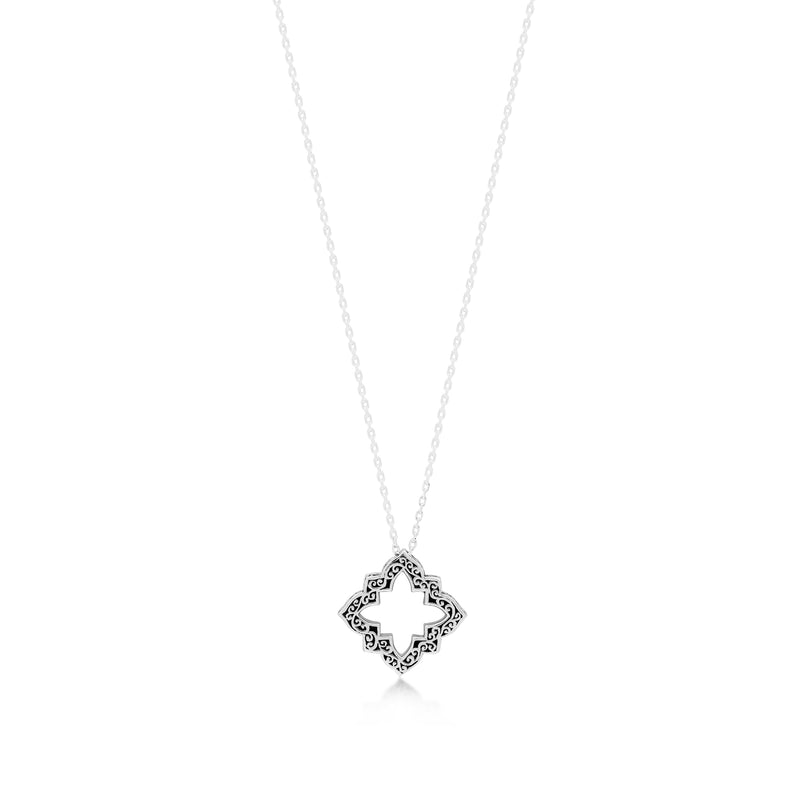 Stylized Diamond-Shaped Open Pendant Necklace