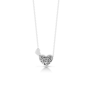 LH Singnature Scroll Petite Double Heart Pendant Necklace (10mm x 10mm)