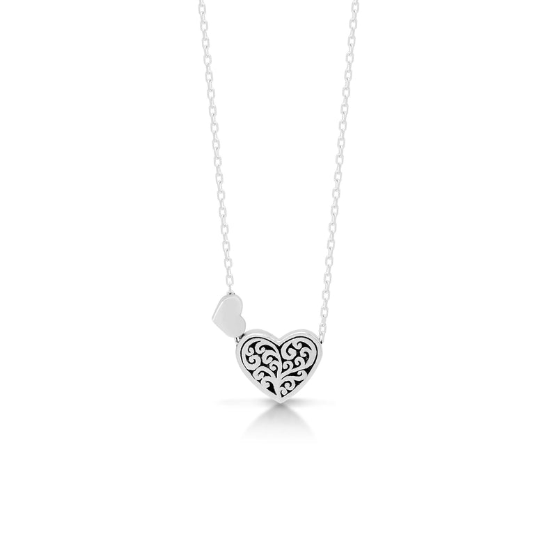 LH Singnature Scroll Petite Double Heart Pendant Necklace (10mm x 10mm)