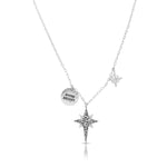 Elongated Star Bright Pendant with "Shine Bright" and Star Bright Necklace