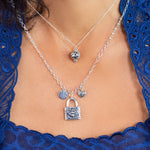 Classic Padlock "Be the Change" with Bee Charm & Disc & Heart Necklace